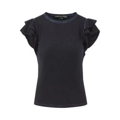 Veronica Beard Akeela Ruffled-Shoulder Tee -Veronica Beard J2304JY0071006 NAVY