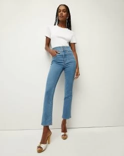Veronica Beard Carly Kick-Flare Jean | Corset Waistband