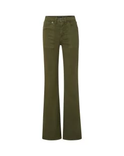 Veronica Beard Crosbie Slim Wide-Leg Pant | Patch Pockets -Veronica Beard J23064920827AG ARMYGREEN