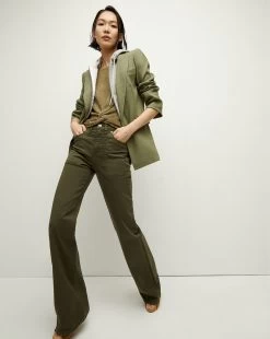 Veronica Beard Crosbie Slim Wide-Leg Pant | Patch Pockets -Veronica Beard J23064920827AG ARMYGREEN PRODUCT 03
