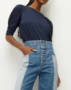 Veronica Beard Jessa Puff-Sleeve Cotton Tee