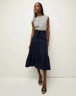 Veronica Beard Pazila Striped Mixed-Media Dress