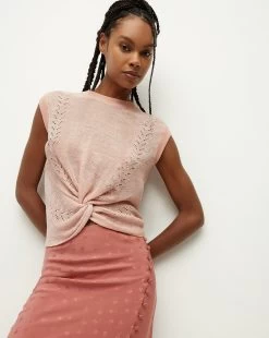 Veronica Beard Kellen Twist-Front Sweater -Veronica Beard J2306KD1780063P DUSTYPINK PRODUCT 01