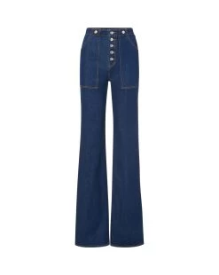 Veronica Beard Crosbie Slim Wide-Leg Jean | Comfort Stretch -Veronica Beard J23074400827WO WASHEDOXFORD