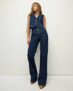 Veronica Beard Crosbie Slim Wide-Leg Jean | Comfort Stretch -Veronica Beard J23074400827WO WASHEDOXFORD PRODUCT 03