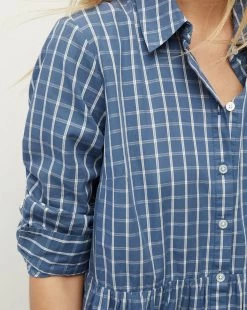 Veronica Beard Jemila Plaid Cotton Shirtdress -Veronica Beard J2307CO1030997 MARINE WHITE PRODUCT 03