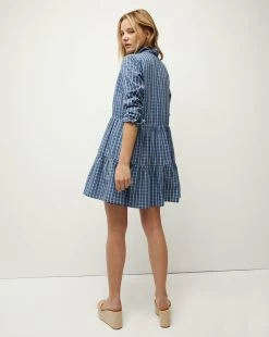 Veronica Beard Jemila Plaid Cotton Shirtdress -Veronica Beard J2307CO1030997 MARINE WHITE PRODUCT 04