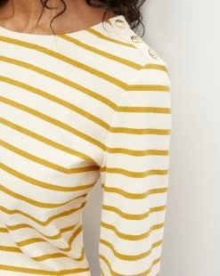 Veronica Beard Hovey Striped Top -Veronica Beard J2307JY86S0593 SAFFRON OFFWHITE PRODUCT 03