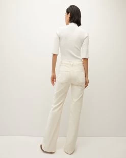 Veronica Beard Crosbie Corduroy Slim Wide-Leg Pant -Veronica Beard J23083580827EC ECRU PRODUCT 04