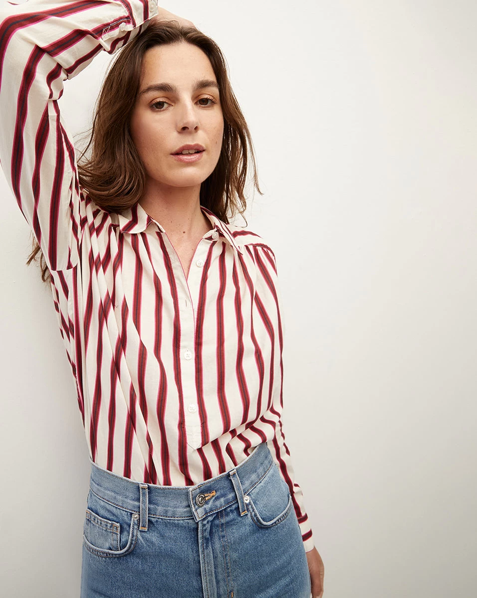Veronica Beard Cambrie Button-Down Striped Shirt 1 Veronica Beard Cambrie Button-Down Striped Shirt
