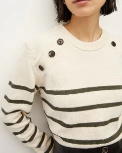 Veronica Beard Virke Striped Sweater -Veronica Beard J2308KD14K0205 ECRU LODEN PRODUCT 03