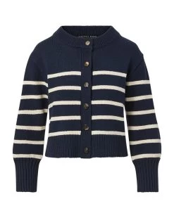 Veronica Beard Kylin Striped Cardigan 9 Veronica Beard Kylin Striped Cardigan -Veronica Beard J2308KD14K0206 NAVY ECRU