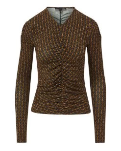 Veronica Beard Neeta Stirrup-Print Ruched Top -Veronica Beard J2309JY15S0714 NAVYMULTI jpg