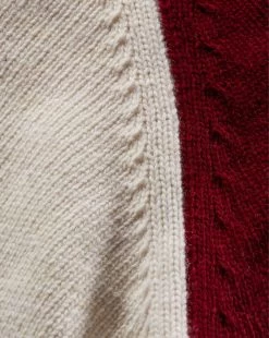 Veronica Beard Ralie Raglan-Sleeve Pullover -Veronica Beard J2309KD15K0213 IVORY MAROON PRODUCT 04
