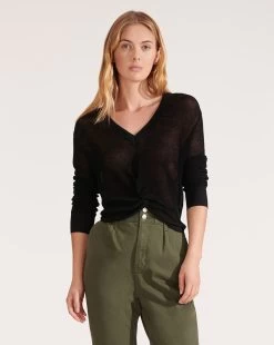 Veronica Beard Soren Twist-Front Sweater -Veronica Beard j2002kd1780061 black product 01 456f4d74