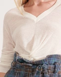 Veronica Beard Soren Twist-Front Sweater -Veronica Beard j2002kd1780061 offwhite product 03 9b8fd313