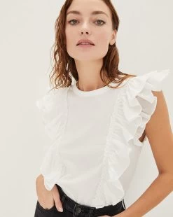 Veronica Beard Bardot Ruffle Tee